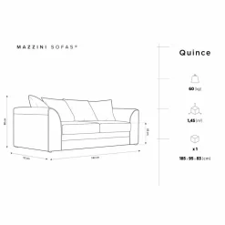 Best Mazzini Sofas Canapé Quince Velours côtelé 3 Places vert - 182x92x80 cm