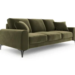 Mazzini Sofas Canapé Velours 3 places Madara vert - 222x102x90 cm