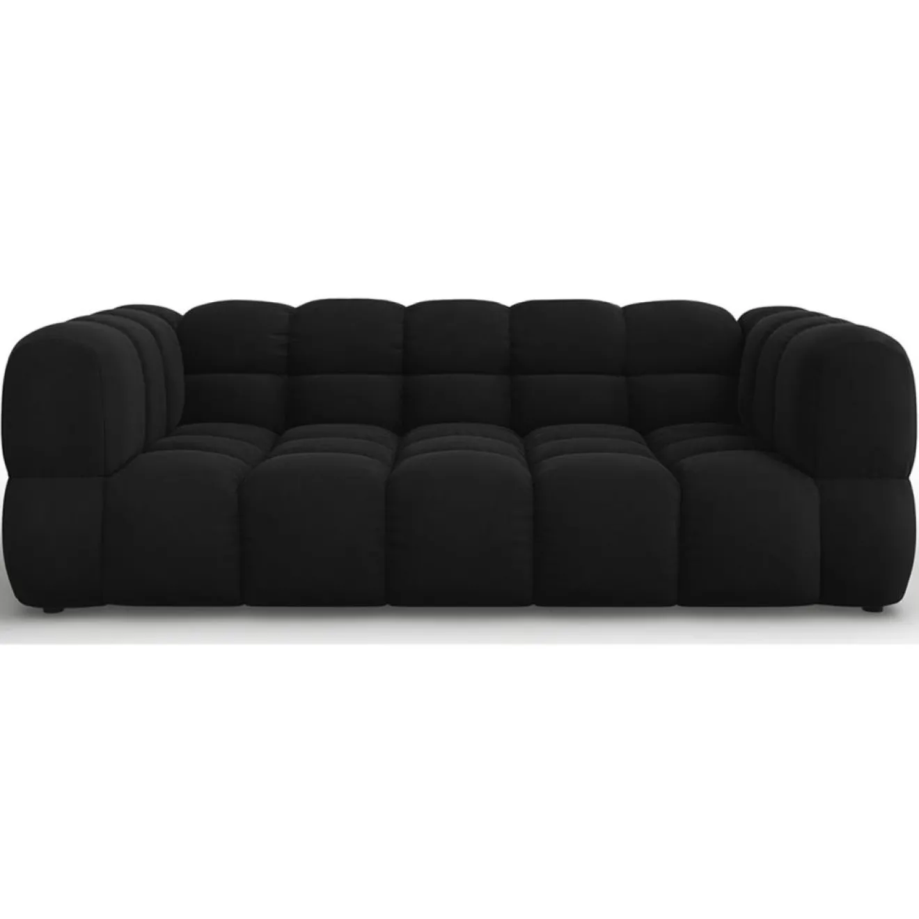 Mazzini Sofas Canapé Velours Aster 3 Places noir - 214x102x75 cm