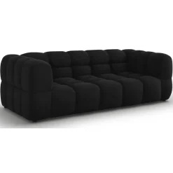 Mazzini Sofas Canapé Velours Aster 3 Places noir - 214x102x75 cm