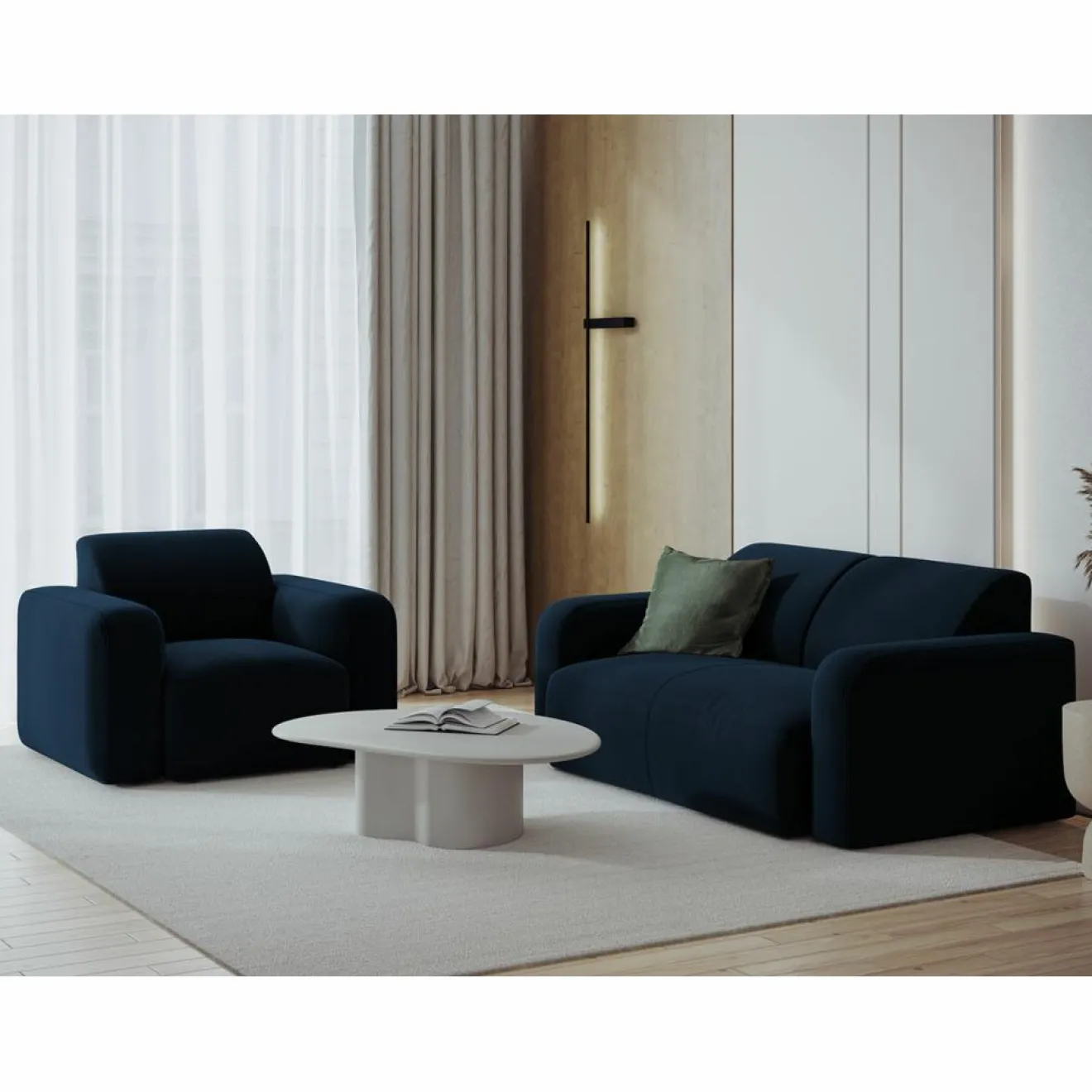 Mazzini Sofas Canapé Velours Jasmin 2 Places bleu roi - 170x95x72 cm