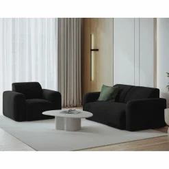 Mazzini Sofas Canapé Velours Jasmin 2 Places noir - 170x95x72 cm