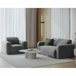 Mazzini Sofas Canapé Velours Jasmin 2 Places gris - 170x95x72 cm