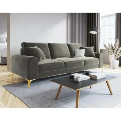 Mazzini Sofas Canapé Velours Madara gris - 237x102x90 cm