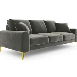 Mazzini Sofas Canapé Velours Madara gris - 237x102x90 cm