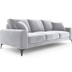Mazzini Sofas Canapé Velours Madara gris clair - 222x102x90 cm