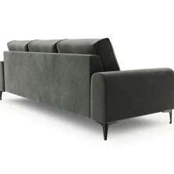 Mazzini Sofas Canapé Velours Madara gris foncé - 222x102x90 cm