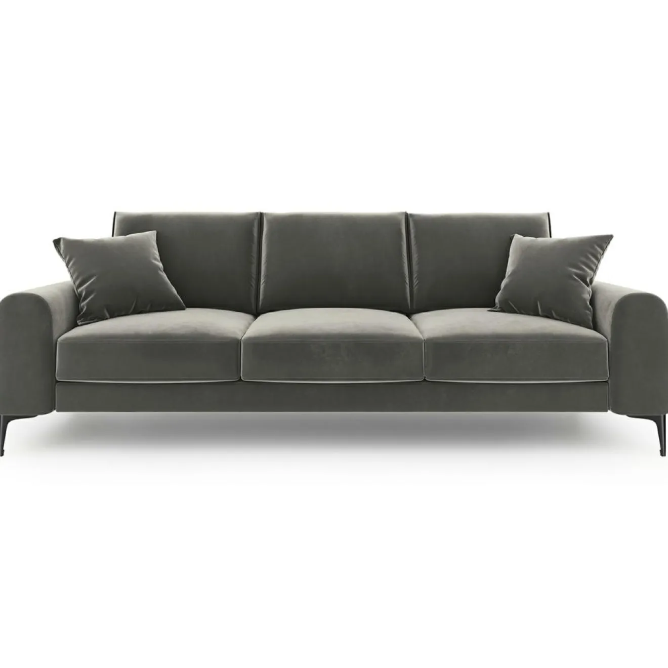 New Mazzini Sofas Canapé Velours Madara gris - 222x102x90 cm
