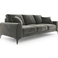 New Mazzini Sofas Canapé Velours Madara gris - 222x102x90 cm