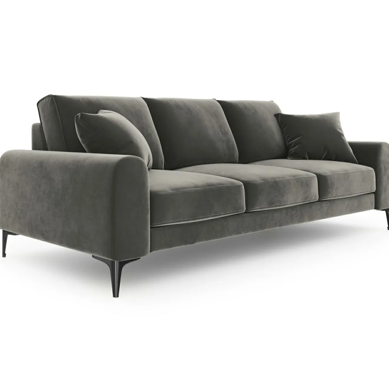 New Mazzini Sofas Canapé Velours Madara gris - 222x102x90 cm