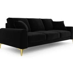 Mazzini Sofas Canapé Velours Madara noir - 222x102x90 cm