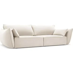 Discount Mazzini Sofas Canapé Velours Vanda 3 Places beige clair - 208x100x85 cm