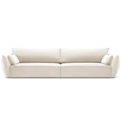 Mazzini Sofas Canapé Velours Vanda 4 Places beige clair - 248x100x85 cm