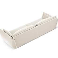 Mazzini Sofas Canapé Velours Vanda 4 Places beige clair - 248x100x85 cm