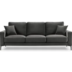 Mazzini Sofas Canapé Velours Venus 3 Places gris - 220x92x90 cm