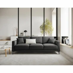 Mazzini Sofas Canapé Velours Venus 3 Places gris - 220x92x90 cm