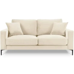 Mazzini Sofas Canapé Velours Venus 2 Places beige clair - 158x92x90 cm