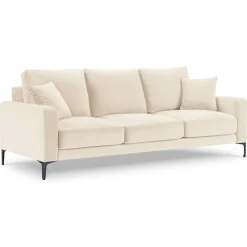 Mazzini Sofas Canapé Velours Venus 3 Places beige clair - 220x92x90 cm