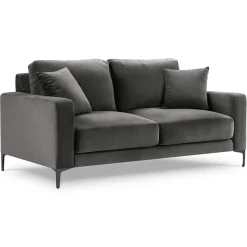 Mazzini Sofas Canapé Velours Venus 2 Places gris - 158x92x90 cm