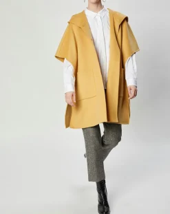 Femme Lou Andrea Cape 100% Laine Lea ocre