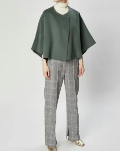 Femme Lou Andrea Cape 100% Laine Lou verte