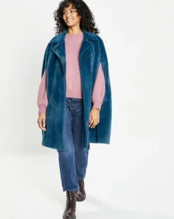 Femme Lou Andrea Cape en Fausse Fourrure Mimi bleue