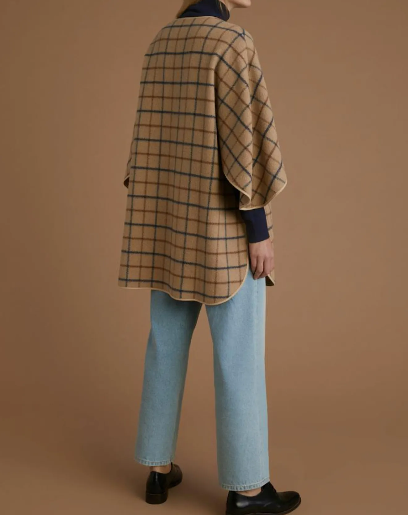 Femme Cyrillus Cape en Laine mélangée à carreaux beige moyen