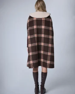 Femme Manoush Cape en Laine mélangée Pilou Tartan unique