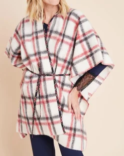 Femme Le Chat Cape Essentiel à carreaux écru/rouge/noir