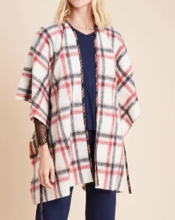 Femme Le Chat Cape Essentiel à carreaux écru/rouge/noir
