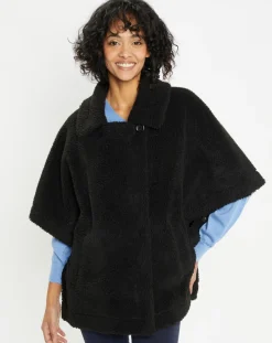 Femme Lou Andrea Cape réversible en Fausse Fourrure Mont noire