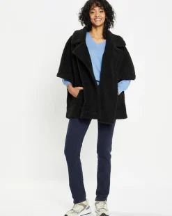 Femme Lou Andrea Cape réversible en Fausse Fourrure Mont noire