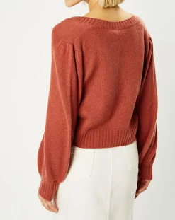 Femme Galeries Lafayette Cardigan 100% Cachemire Dimitri col V vieux rose