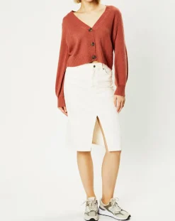 Femme Galeries Lafayette Cardigan 100% Cachemire Dimitri col V vieux rose