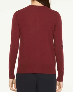 Femme Galeries Lafayette Cardigan 100% Cachemire Yacao col rond rouge foncé