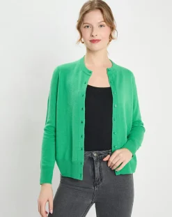Femme Galeries Lafayette Cardigan 100% Cachemire Zacao vert emeraude