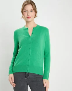 Femme Galeries Lafayette Cardigan 100% Cachemire Zacao vert emeraude