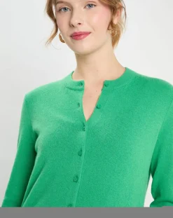 Femme Galeries Lafayette Cardigan 100% Cachemire Zacao vert emeraude