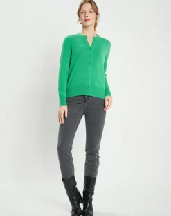 Femme Galeries Lafayette Cardigan 100% Cachemire Zacao vert emeraude