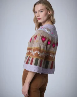 Femme Manoush Cardigan 100% Laine Fox Farm unique