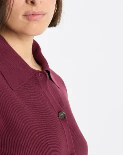 Online Marc O'Polo Cardigan col polo rouge foncé
