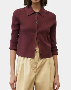 Online Marc O'Polo Cardigan col polo rouge foncé