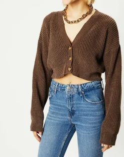 Femme BDG by Urban Outfitters Cardigan cropped Washed Rib marron
