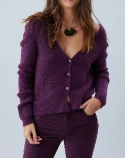 Femme Lauren Vidal Cardigan Elsa aubergine