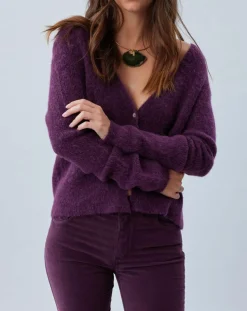 Femme Lauren Vidal Cardigan Elsa aubergine
