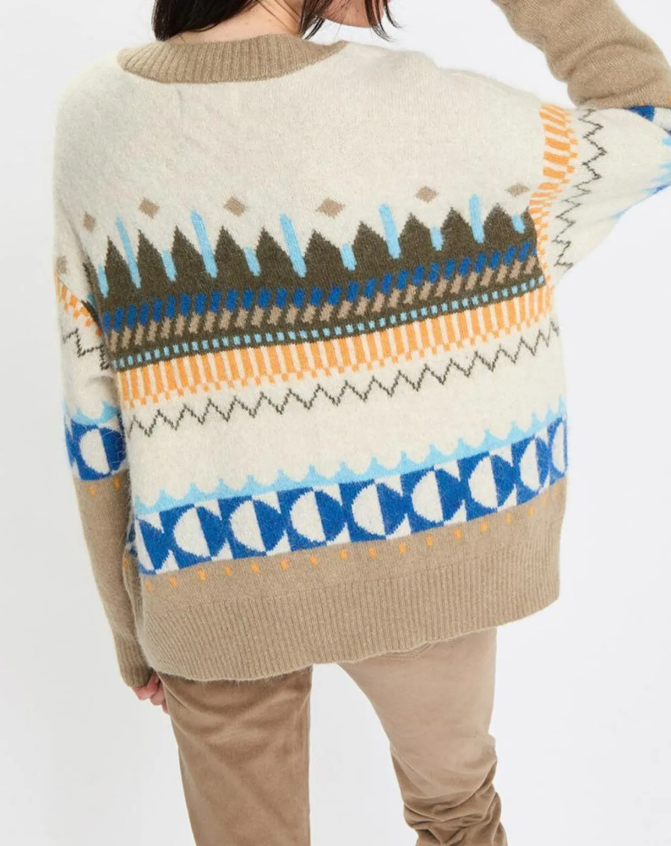Femme Marc O'Polo Cardigan en Alpaga, Laine & Cachemire mélangés jacquard graphique multicolore