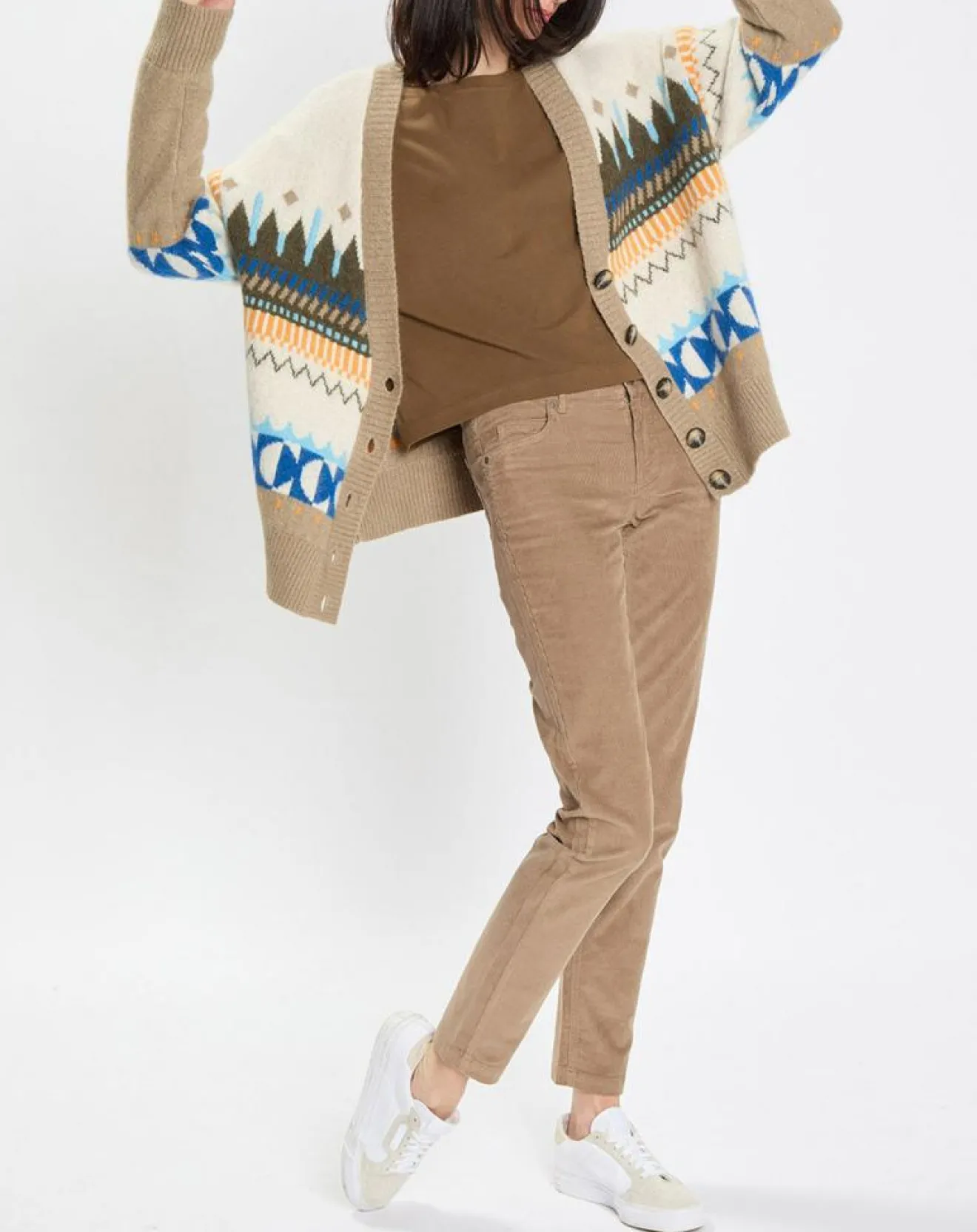 Femme Marc O'Polo Cardigan en Alpaga, Laine & Cachemire mélangés jacquard graphique multicolore