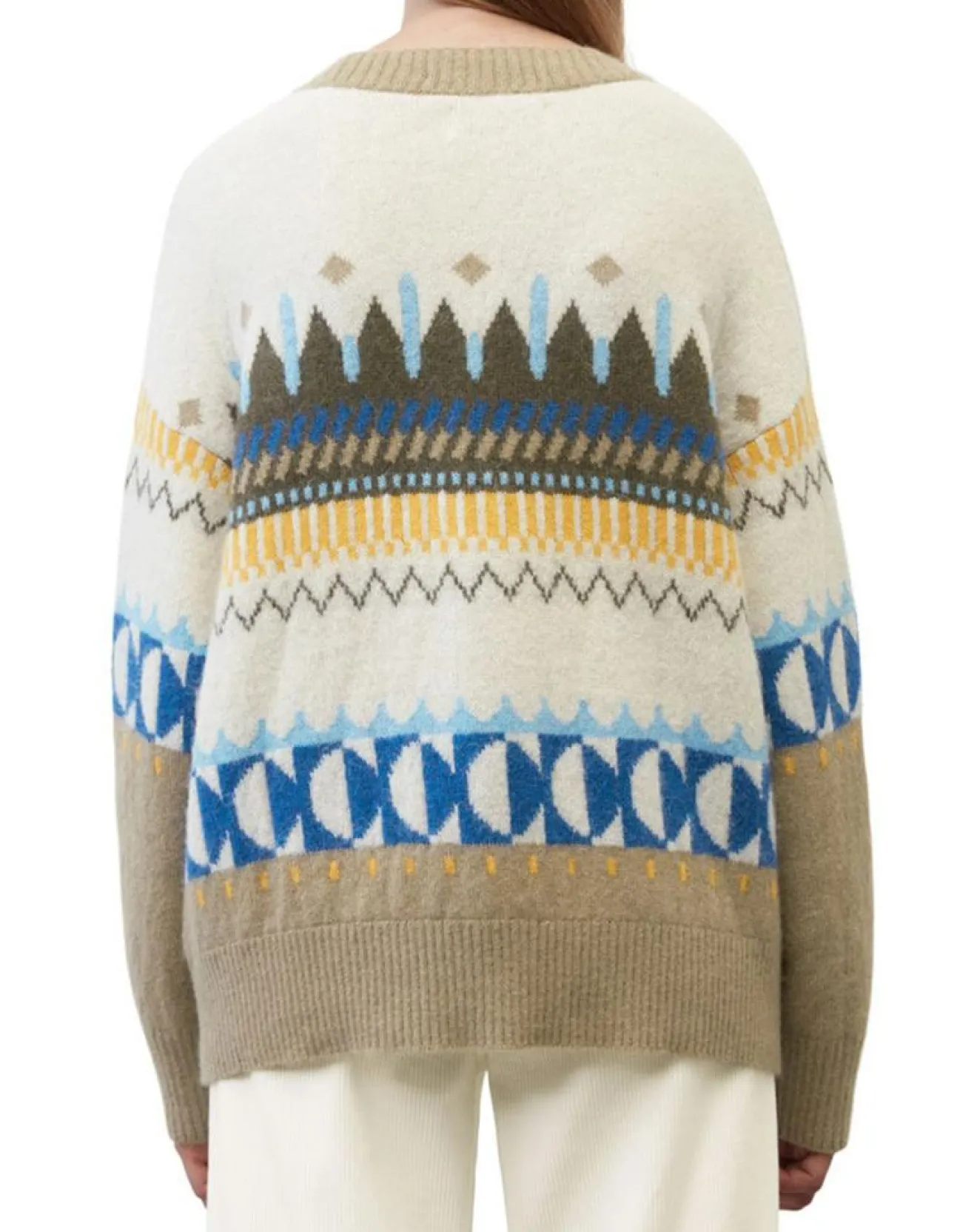 Femme Marc O'Polo Cardigan en Alpaga, Laine & Cachemire mélangés jacquard graphique multicolore