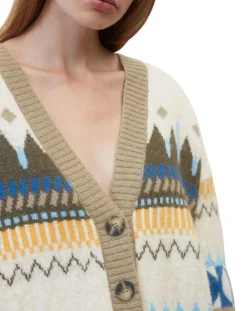 Femme Marc O'Polo Cardigan en Alpaga, Laine & Cachemire mélangés jacquard graphique multicolore