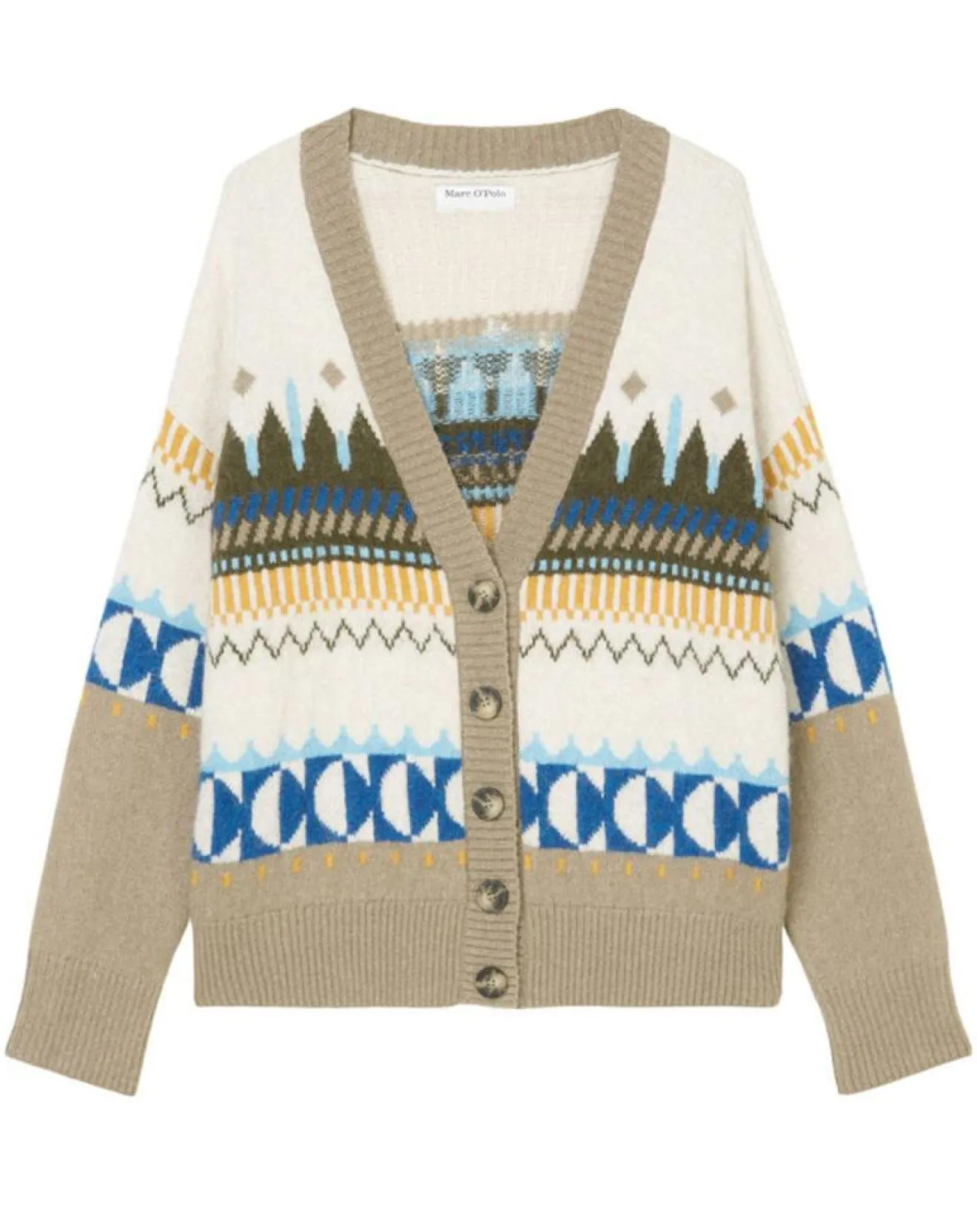 Femme Marc O'Polo Cardigan en Alpaga, Laine & Cachemire mélangés jacquard graphique multicolore